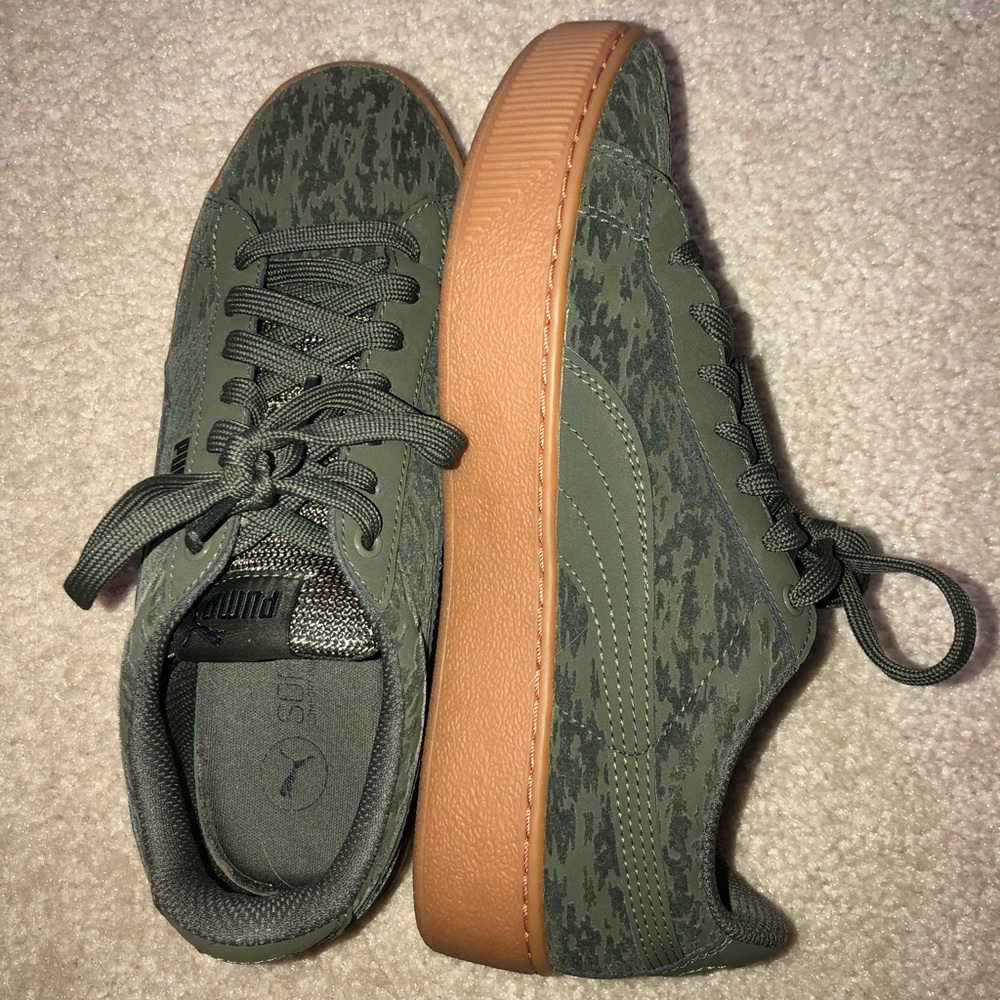 Puma Platform Dark Green Camo Sneakers